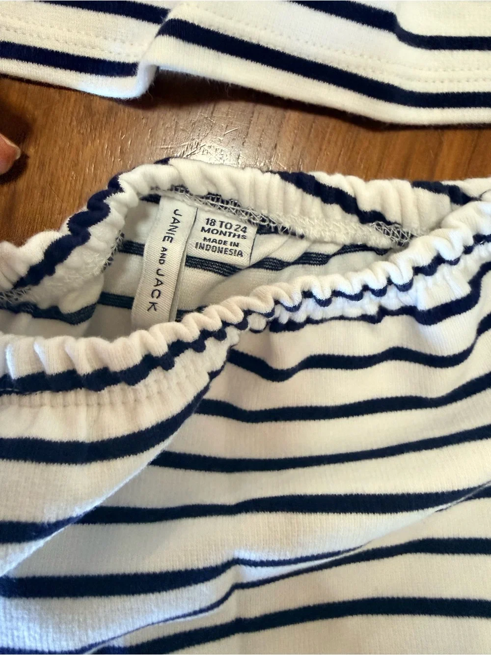 Janie and Jack White and Navy Striped Top with Matching Bloomer